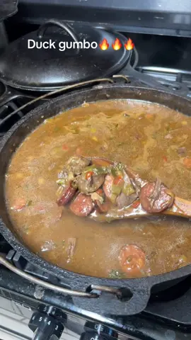 Kik azz an on point duck gumbo with green onion deer sausage and andouille sausage 🤙😎🔥
