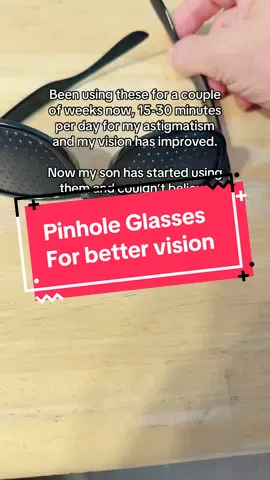 Pinhole glasses for astigmatism, near sightedness, farsightedness, etc.
