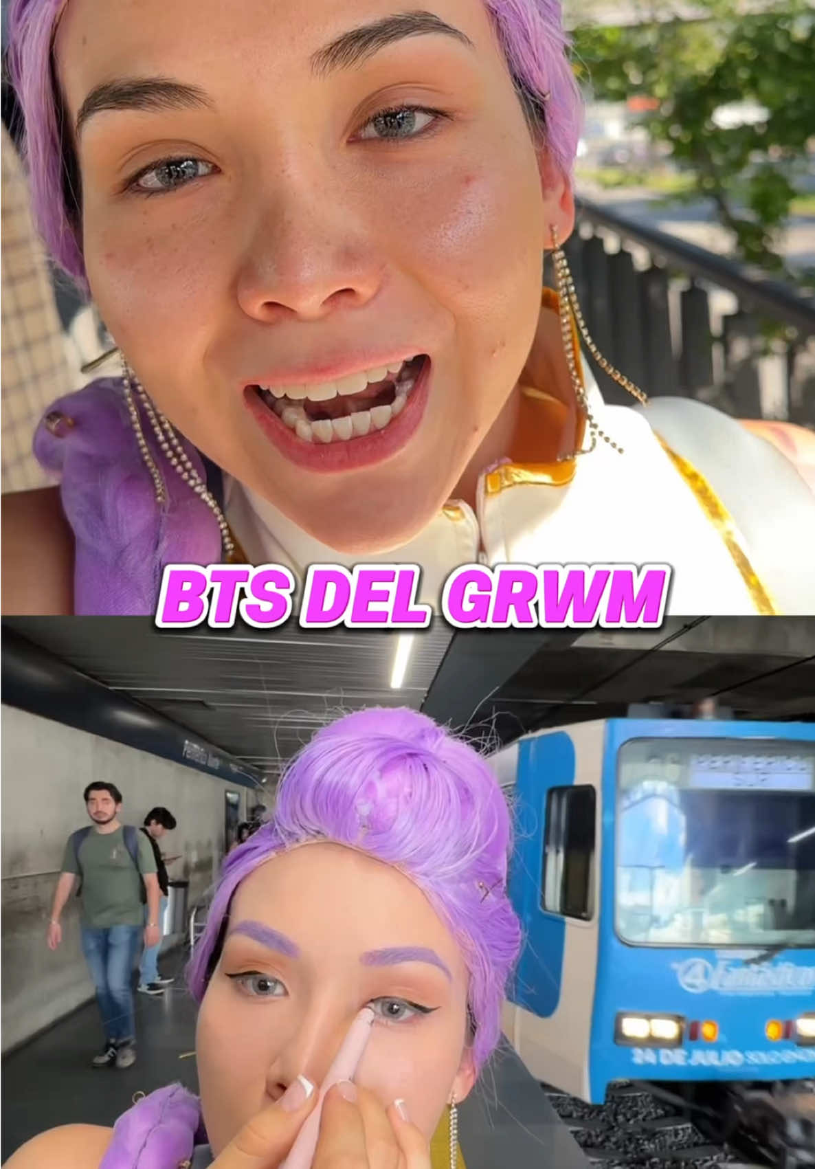 Behind the scenes del GRWM Rumi😂💜 #maquillaje #zuriazul #grwm 