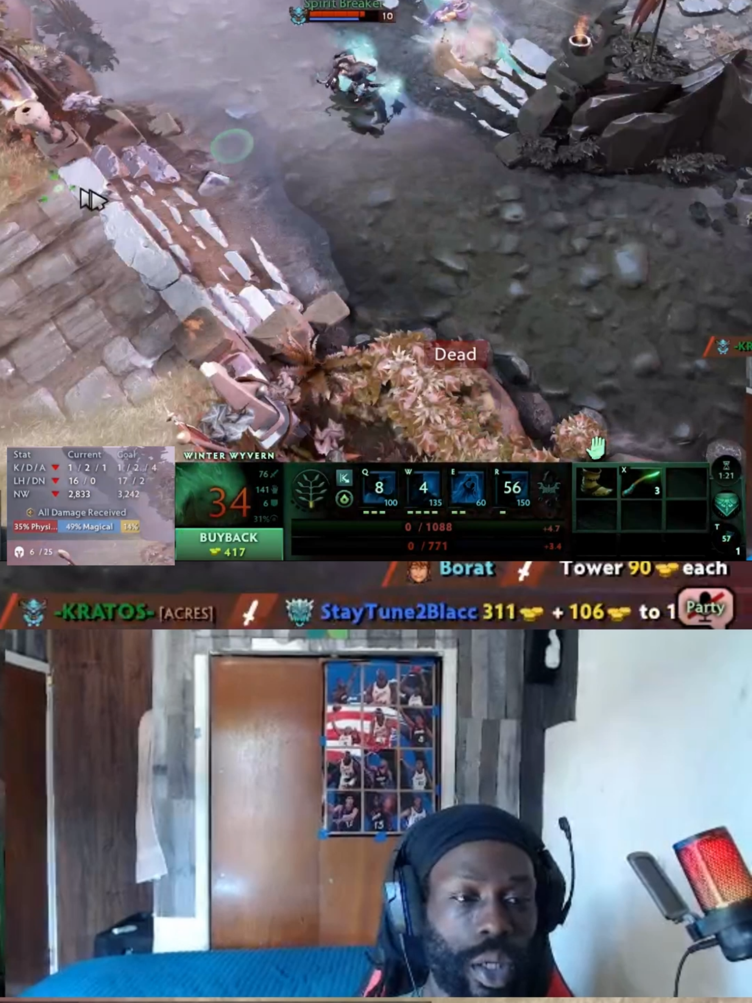 pushed up too far and got ambused 2v1 #dota2 #gaming #games #facecam #tips #dota