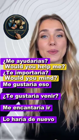 Aprende a Usar “Would” en Inglés con Frases Reales | Inglés Fácil con Inglés en un Click 24.7 ¿Te gustaría hablar inglés como un nativo? Hoy en Inglés en un Click 24.7 te enseño cómo usar la palabra “would”, una de las más comunes y útiles en conversaciones reales. 🧠💡 En este video aprenderás frases con “would” que puedes usar en tu día a día para hacer preguntas, expresar deseos o hablar de cosas que harías en el futuro. Repite conmigo, aprende la pronunciación y guarda este video para repasarlo. 📘 Frases que aprenderás hoy: ✅ ¿Me ayudarías? = Would you help me? ✅ ¿Te importaría? = Would you mind? ✅ Me gustaría eso = I would like that ✅ ¿Te gustaría venir? = Would you like to come? ✅ Me encantaría ir = I would love to go ✅ Lo haría de nuevo = I would do it again 📲 Comenta 