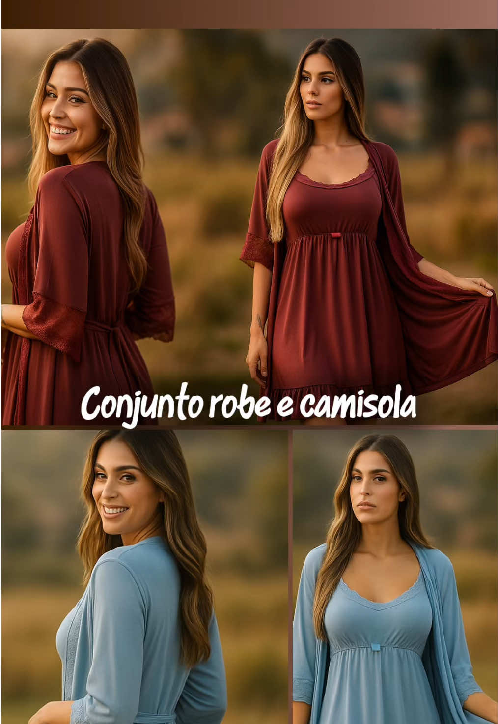 ✨ Conforto, estilo e elegância em um só look! ✨ Descubra o charme irresistível do conjunto de camisola com robe em tecido macio e acabamento delicado. Perfeito para noites confortáveis e momentos especiais, ele une sofisticação e aconchego em cada detalhe. 👉 Garanta já o seu clicando no link do vídeo e sinta-se única todos os dias! #ConfortoComEstilo #NoitePerfeita #BelezaQueEncanta #ElegânciaEmCasa #EstiloEConforto