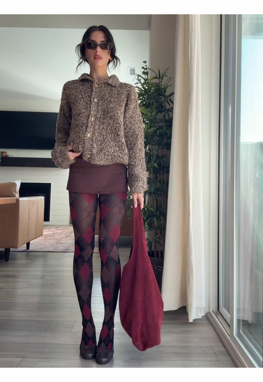 argyle tights x ballerina wedges #fashiontiktok #falloutfit #sweateroutfit #tights #whimsicalfashion 