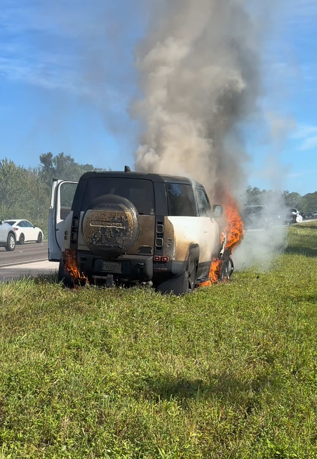 @LandRover @Defender you have some explaining to do!!! …the first pop you hear is a tire exploding. The gas tank blew about 60 seconds after this video ended. Could have been a much different outcome! I’m so so so thankful everyone is okay!!!