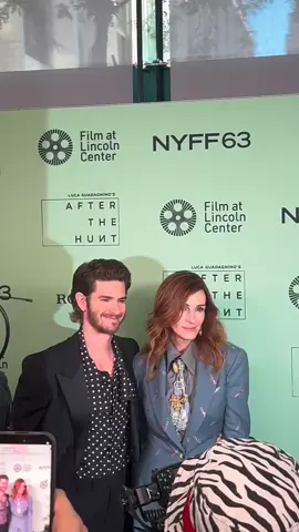 #AndrewGarfield and #JuliaRoberts pose together at the #NYFF premiere of “After the Hunt”