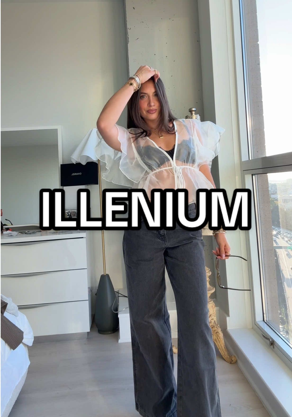 (I’m not sorry) headed to illenium with @FOREVER 21 🤭 #ootn #denim #sheertop #forever21 