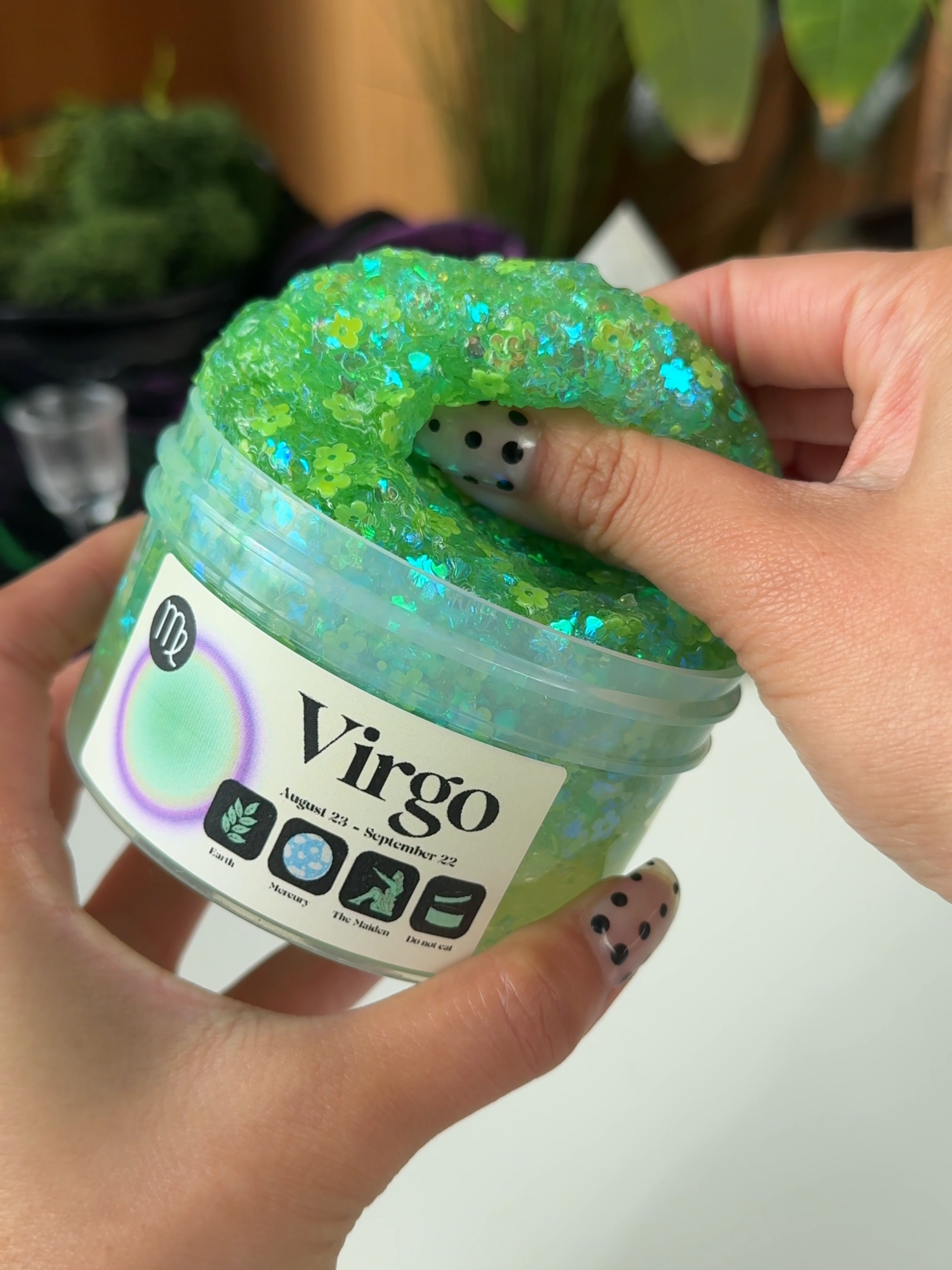 Virgo ♍︎ 👸 Texture: Sequin Bomb Scent: Cucumber Melon #ogslimes #slime #asmr #slimeshop #fyp