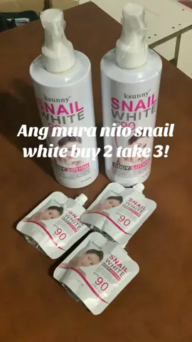 Nagustohan ko to snail white malambot sa balat at mura siya ngayon sa yellow basket #buy2take3 #snailwhite #bodylotion #spf90pa  #fypppppppppp 