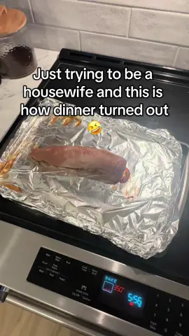 When dinner didn’t turn out as planned😳😂 not sure how the hubby will feel about this one, will he know it’s pork? Dinner is served! 🤣#cooking #housewife #husband #dinner #yummy 