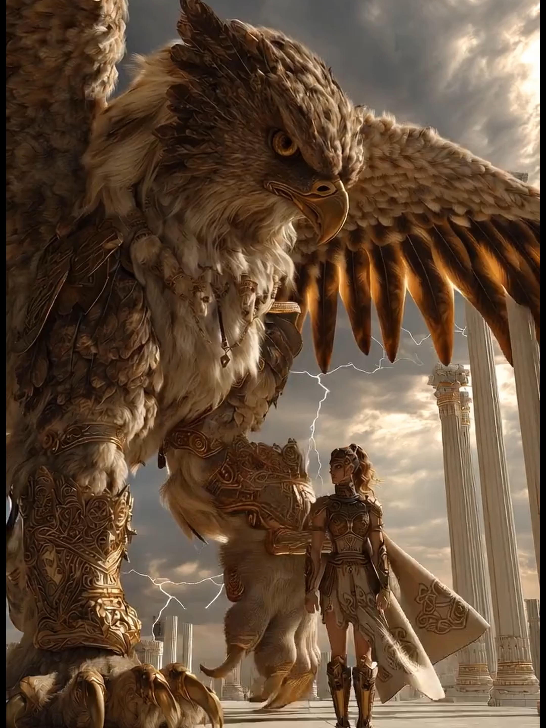 Athena and the Guardian of Olympus #DivinePower #fantasyart #epicfantasy #fantasy #greekmythology #mythicalcreature #athena #ai