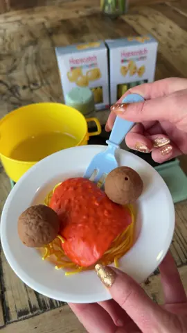 You voted for pasta night (somewhere else 😉)  first so we made spaghetti 🍝  Should we try the yogurt and fruit set next or go for baking? #asmr #pretendplay #playfood #walmartfinds #hopscotchlane  