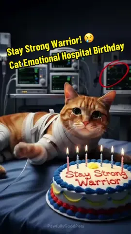 This brave little orange tabby cat is a true warrior! 🥹 We couldn't let his birthday pass by, even in the hospital. Watch as he gets a special 