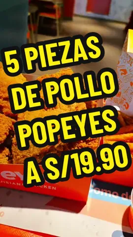 5 piezas de pollo POPEYES a S/ 19.90 ‼️ También +5 soles le agregas una papa cajún familiar. Esta oferta será sólo en salones este Sábado 27 de Setiembre del 2025 a nivel nacional de 11AM a 2PM o hasta agotar stock.  Aplican TyC.: La promoción contiene 5 piezas de pollo a S/ 19.90 y puede agregar 1 papa Cajun familiar por 5 soles adicionales. Válido solo para el sábado 27 de setiembre del 2025 de 11 a 2pm. Válido solo para salón. No aplica para delivery. Válido 1 promoción por persona. Sujeto a disponibilidad. Stock limitado a 50 promociones por tienda. Sujeto a cambios sin previo aviso. Las piezas de pollo son combinadas, según disponibilidad de la tienda. No acumulable con otras promociones. Imágenes referenciales. #popeyes #pollofrito #ofertas #descuentos #ahorro 