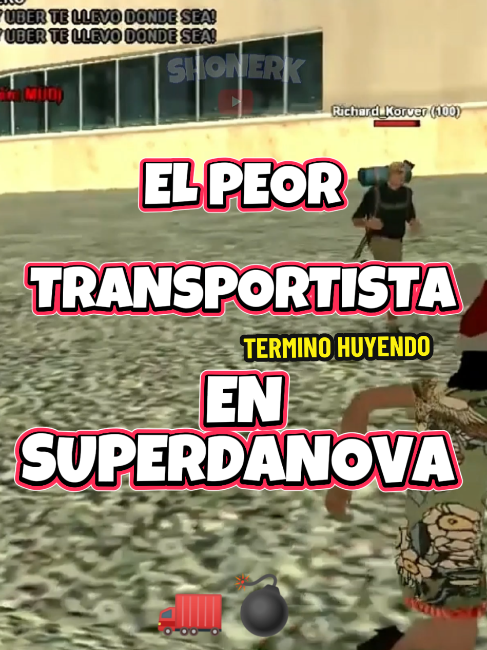 EL PEOR TRANSPORTISTA DE SUPERDANOVA 💣😪💥 Estaba esperando mecánico como no venía nadie llegó un tipo saco su arma y me disparo pero no sabia que yo podía dispararle también, no duró nada y se fue corriendo 💨 le tuvo miedo a la 9mm #gta #samp #paratii #shonerk #superdanova 