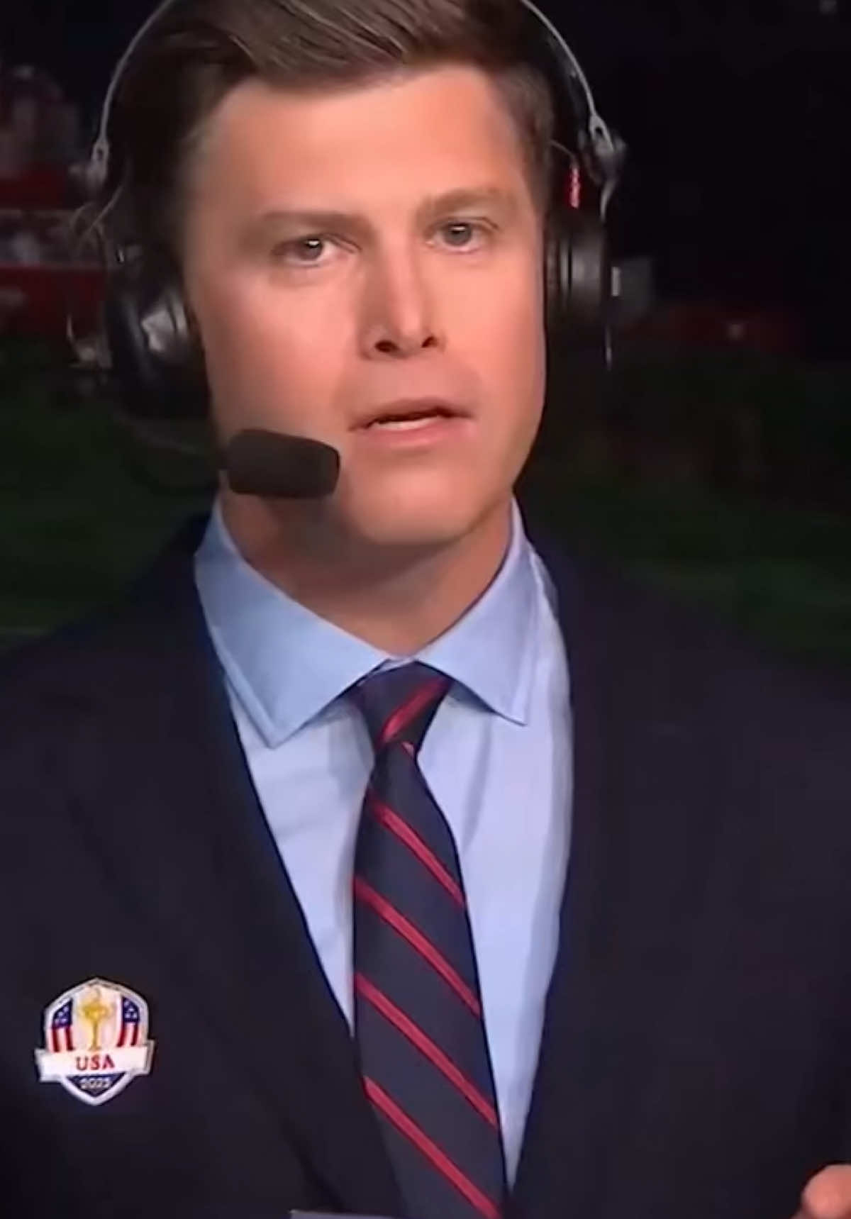 Actual footage from the grandstand at 6am with Colin Jost and revolutionary soldiers at the Ryder Cup #golf @Ryder Cup USA 