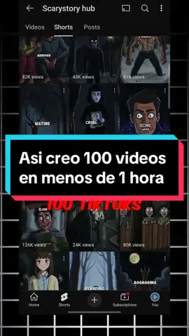 Asi creo 100 shorts en minutos con IA. Para realizar esto lo primero hago varios pasos y luego creo los videos con una herramienta de IA llamada clipshort.co #nimvideo #klingai #veo3 #automatizacionyoutube 