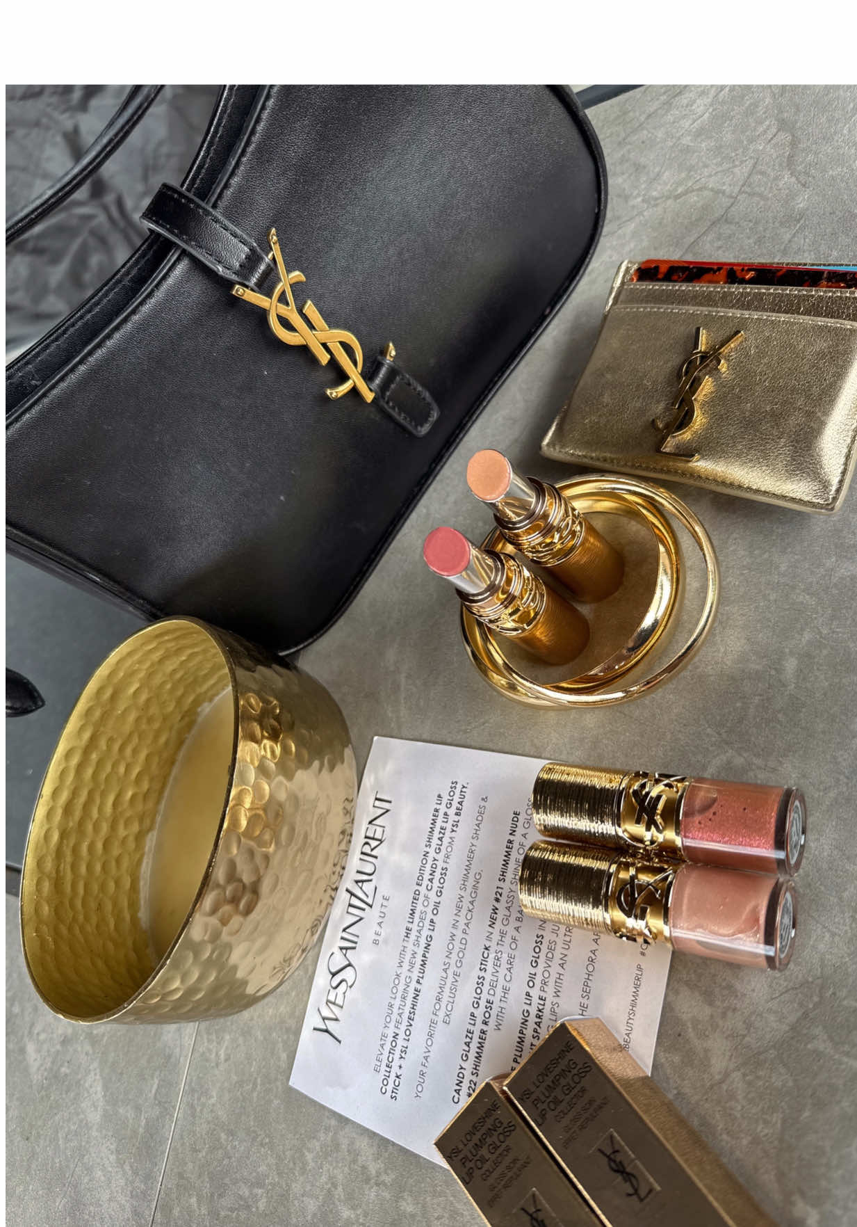 Absolutely in love with the new limited edition shimmer lip collection from ysl New shimmery shades & exclusive gold packaging! So stunning & so perfect for the holiday season + Available today at Sephora! @YSL Beauty #yslbeautyshimmerlip #giftedbyyslbeauty #fyp #makeup #BeautyTok @sephora