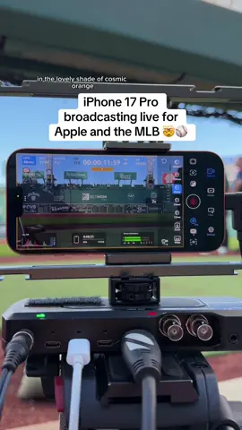Apple’s #iPhone17Pro is broadcasting an MLB game tonight on Apple TV+ — and we were on the field at Fenway to see it happen 👀📱⚾️ #appletvplus #fridaynightbaseball @Apple TV @MLB #techtok 