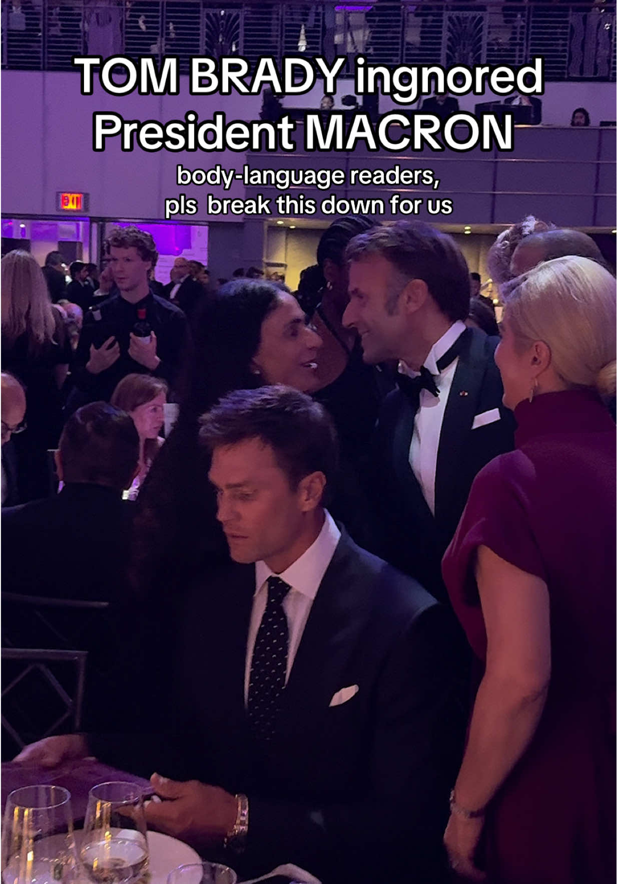 Sep 24,2025 Watching Tom Brady “pretend busy” around President Macron at the Global Citizen Awards had me screaming 💀 body-language analysis required ASAP.  Cr. @EditionByMisha #tombrady #macron #globalcitizen #fun #nfl 
