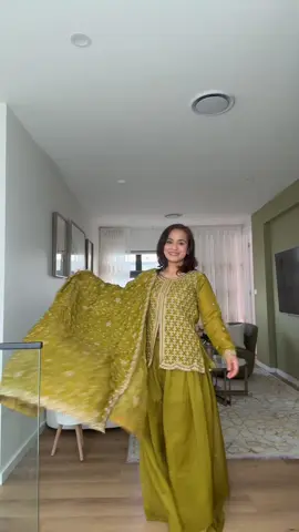 Beautiful olive green plazo set with havey embroidery❤️#embroidery #plazo #inspooutfit #canberra #nepali
