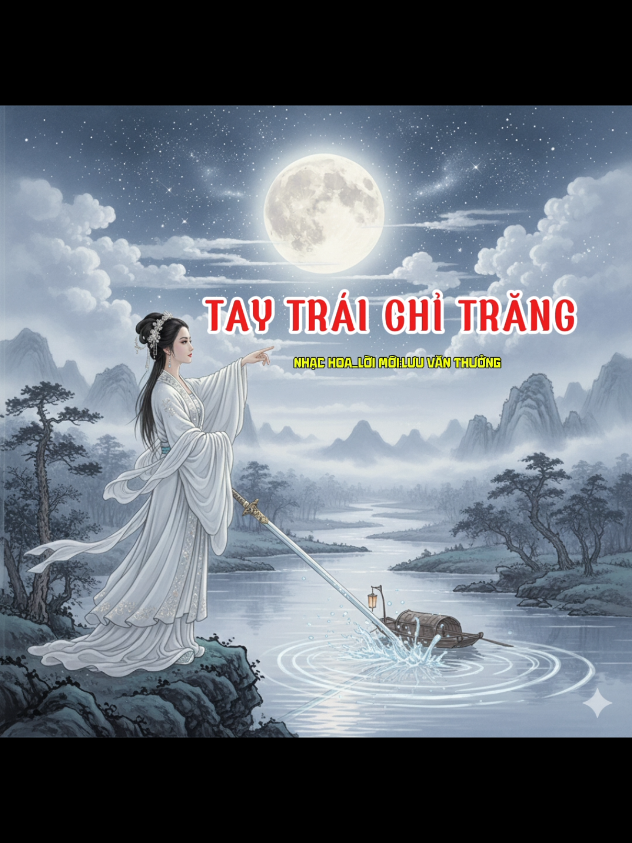 TAY TRÁI CHỈ TRĂNG dòng sông trăng chờ nhau,gió mây trời cách ngăn,mùa mưa ngâu,cầu ô thước chẳng còn thấy nhau#CapCut #xuhuong #luuvanthuong #xuhuongtiktok #nhachay 