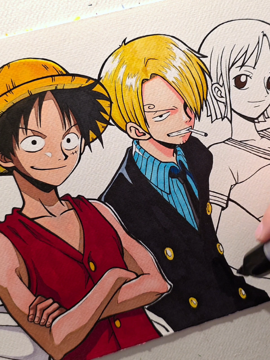 Drawing OnePiece Team in supersonic speed... #anime #onepiece #luffy #zoro #sanji 