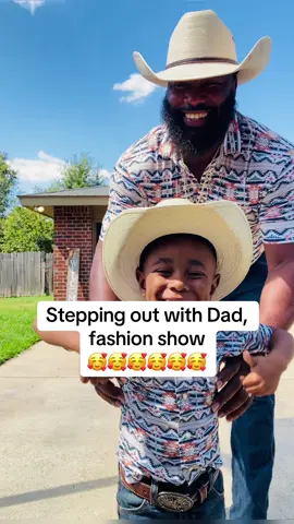 Me and Lil Jimmy with the cowboy look for the win #🥰🥰🥰 #steppingoutwithdad #fashionshow #fyp #fatherson #vibe 
