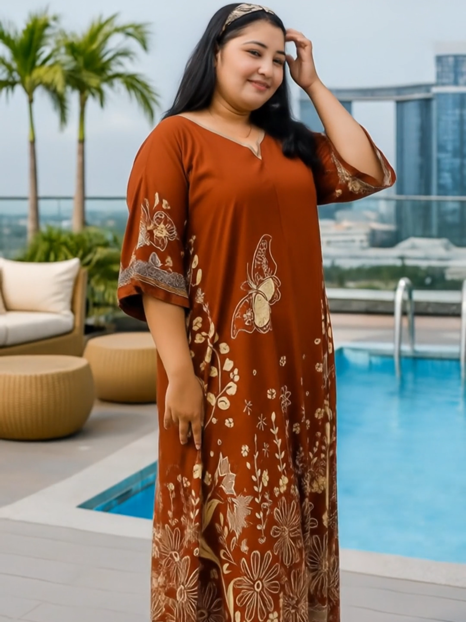 Daster Jumbo Motif Bunga Lily LD 140 PB 118 Busui