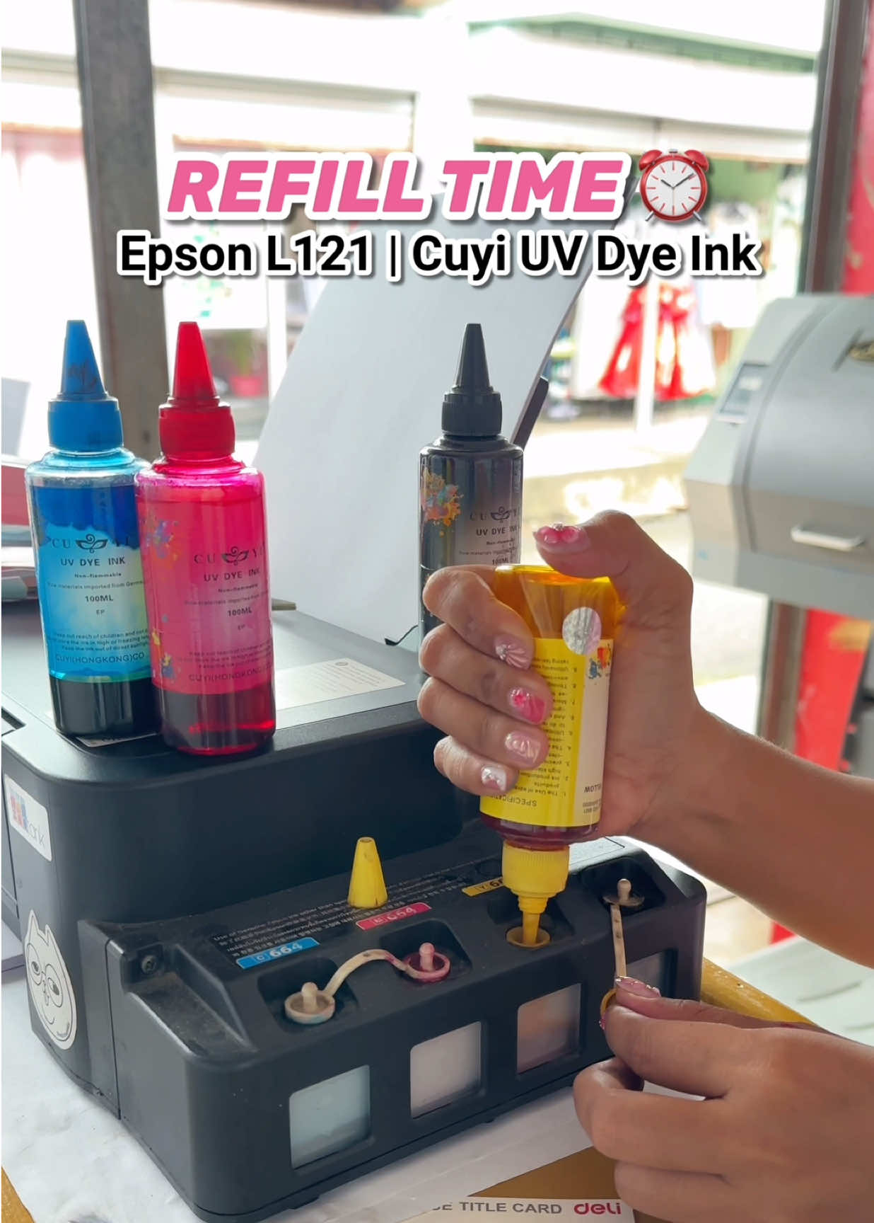 Refill time ⏰ Epson L121 using Cuyi UV Dye Ink 🥰 Ink for printer Ink for epson printer Ink printer epson Ink tank printer Ink printer Ink for document printing Ink for epson l120 Ink for epson l121 Ink for epson l3210 Ink for epson L1800 Printing business Printing business startup Printing materials Printing shop business #ink #inks #printing #print #documentprint #photoprint 