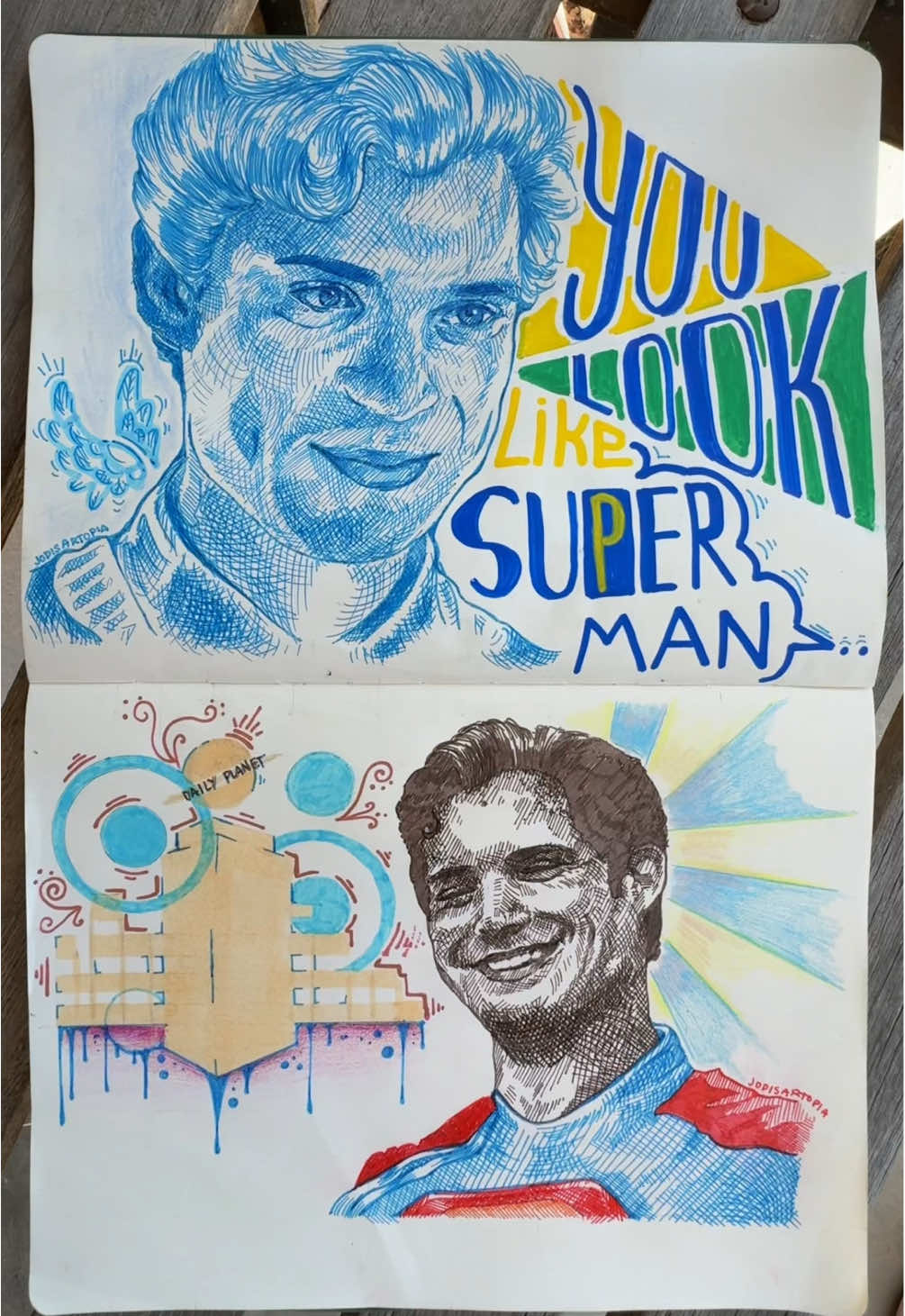 He literally manifested this role fr  #davidcorenswet #superman #riverbarkley #sketchbooktour #arttok 