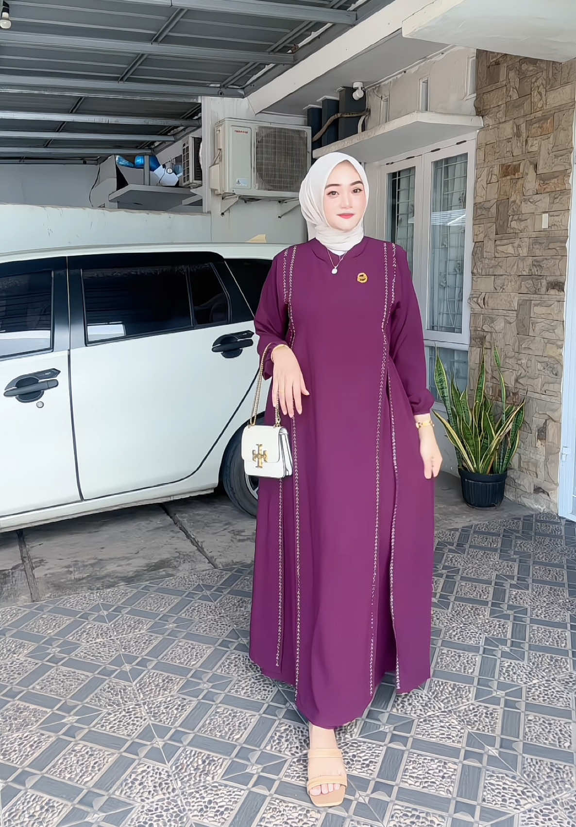 Syahara dress abaya swaroski premium warna burgundy #dress  #abaya  #gamis  #fyp 