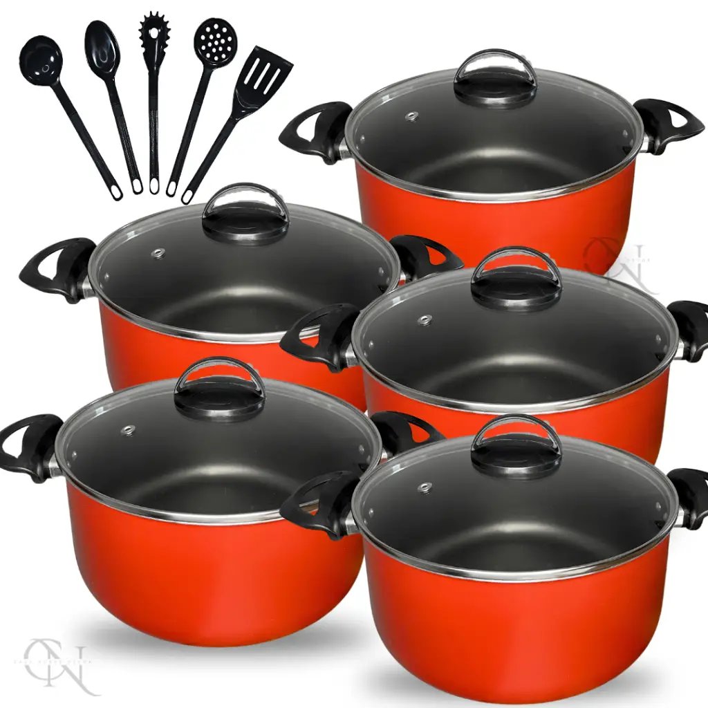 🛍️ #Dê uma olhada no Kit Jogo de Panelas 10 peças Caçarolas Antiaderente Teflon com Tampa Vidro e Utensílios. #cozinha #cuidandodolar  #casa #panelas