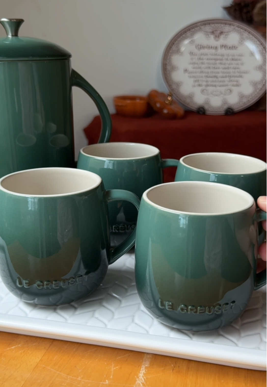 The dreamiest Le Creuset heritage stoneware mugs ☕️✨ These Le Creuset mugs give the gift of luxury. They come in a set of 4 and they're 13 ounces, heirloom quality, and finished with that signature glossy ombre glaze. And they're practical & built to last - safe for the microwave, dishwasher, oven, fridge, and freezer. Click the orange cart to grab a set before they sell out 💫 #lecreuset #lecreusettiktok #kitchenfinds #coffeemug #creatorsearchinsights  @QVC, Inc 