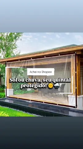 Toldo 🌞 Proteção e estilo para seu quintal, sacada ou portão! 🌧️☀️ Lona impermeável dupla face com ilhós resistentes, disponível em vários tamanhos. #toldo #decoracao #casadecorada #espacogourmet #varanda 