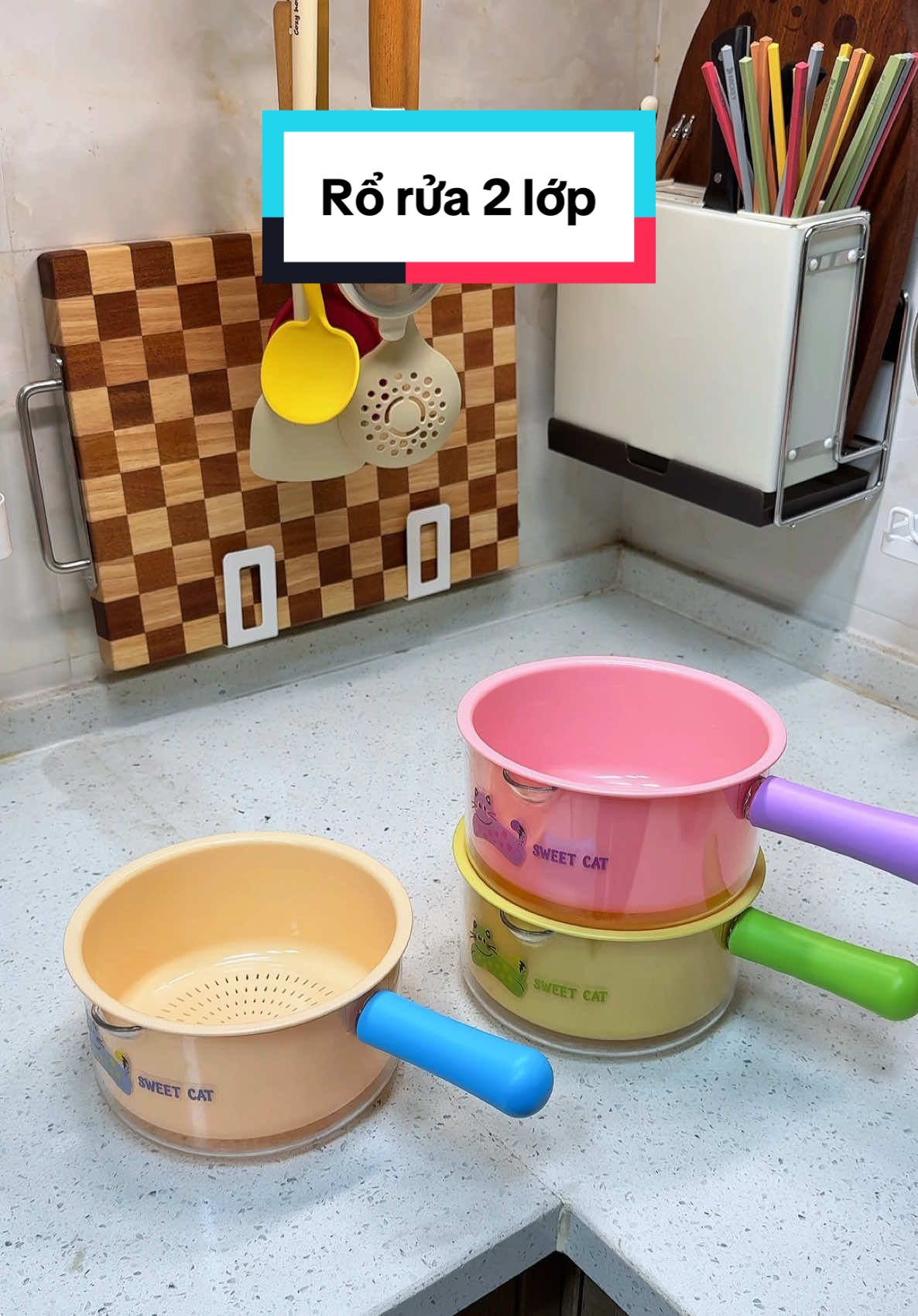 Rổ rửa đa năng 2 lớp có tay cầm cute #rổ #roruarau #roraonuoc #thao2mai 