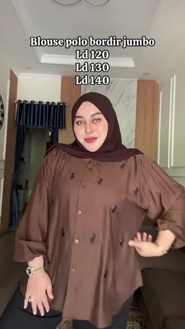 Blouse bordir jumbo ld 120-140 #blousemurah #blousewanita #blousejumbo #kemejapolo #kemejajumbo 