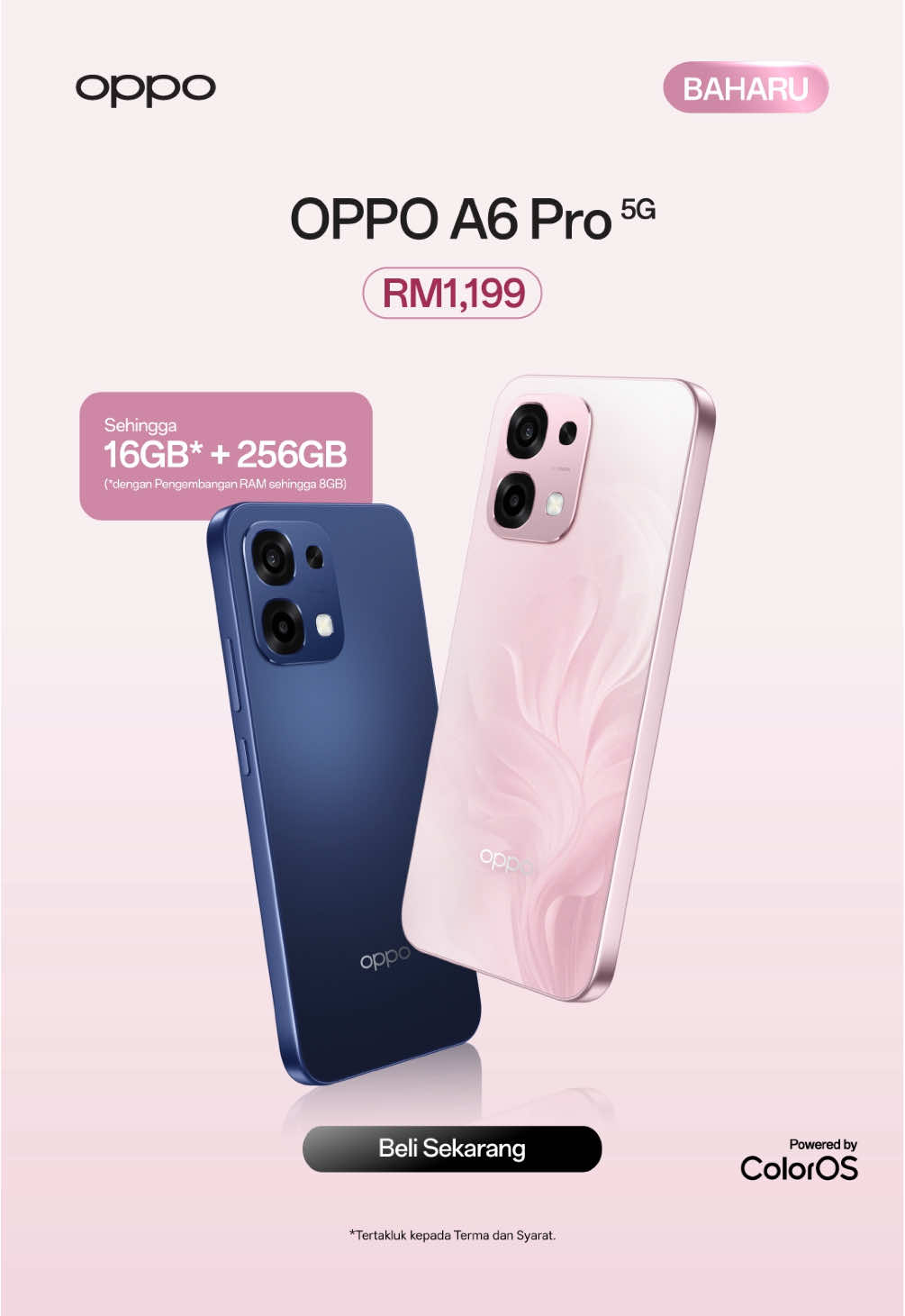 #OPPOA6Pro5G #OPPOTahanKawKaw kini tersedia pada harga RM1,199 dengan 🎁 hadiah percuma bernilai RM169* dan 🛡️ Pelan Perlindungan OPPO Care Plus bernilai sehingga RM828* *Tertakluk kepada Terma dan Syarat. Sementara Stok Masih Ada.