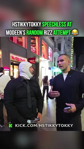 HSTikkyTokky speechless at MoDeen’s random rizz attempt 😂 #kickclips #hstikkytokky #modeen #kickstreaming #madrid 