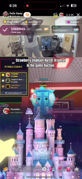 Strawberry Elephant Auction #fyp #stealabrainrot #viral #stealabrainrotroblox #strawberryelephant 