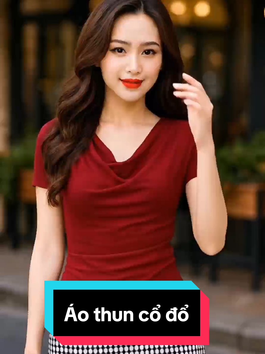 Áo thun cổ đổ ôm body #aothunnuxinh #aothuncodo #aothunnu 