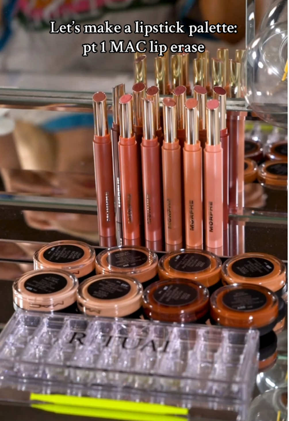 Let’s turn 20 lip products into one palette - starting with 8 shades of MAC lip erase #makeup #makeuptutorial #depot #beauty #mac