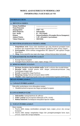 Modul pembelajaran Informatika materi Sistem Komputer 