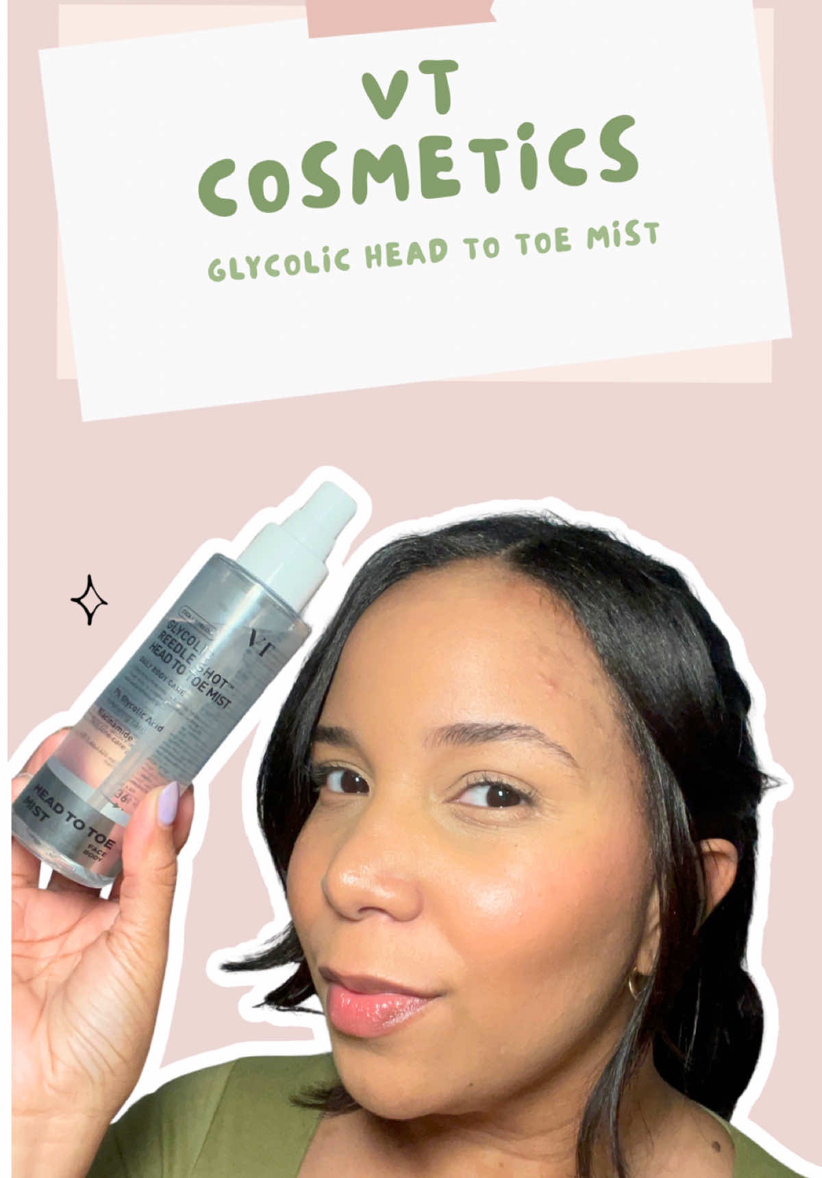 ✨ @VT Cosmetics US – Glycolic Head to Toe Mist ✨ Un mist refrescante con ácido glicólico que ayuda a renovar y suavizar la piel desde la cabeza hasta los pies. Ideal para hidratar, mejorar la textura y darle un glow natural en cualquier momento del día. 🌿💧 👉 Perfecto para quienes buscan una piel más lisa, uniforme y radiante con un solo spray. #vtcosmetics #glycolicacid #exfoliate#glowingskin #Skincare 