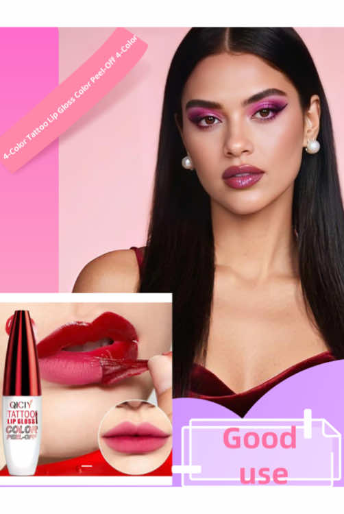 4-Color Tattoo Lip Gloss Color Peel-Off,Long-lasting Moisturizing Hydrating Lipstick for Normal Skin Radiant Finish 50g Super Glossy Makeup Gift#tiktok #tiktokshop 