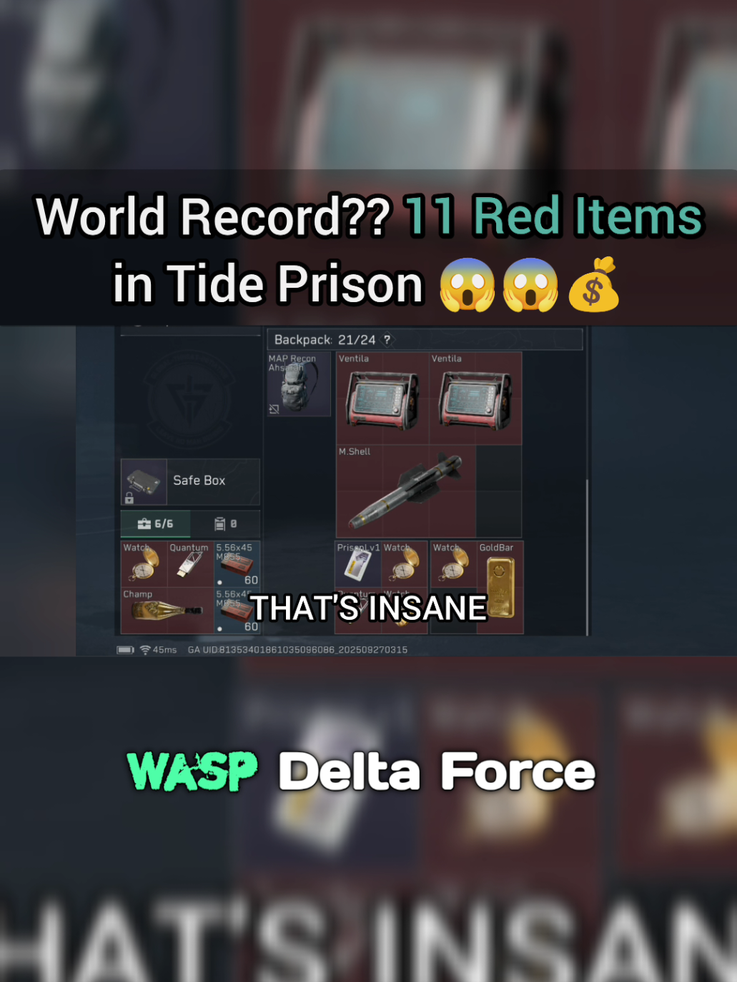 World Record?? 11 Red Items in Tide Prison 😱😱💰 #deltaforce #luck #garenadeltaforce #DFCCSMP #deltaforcemobile 