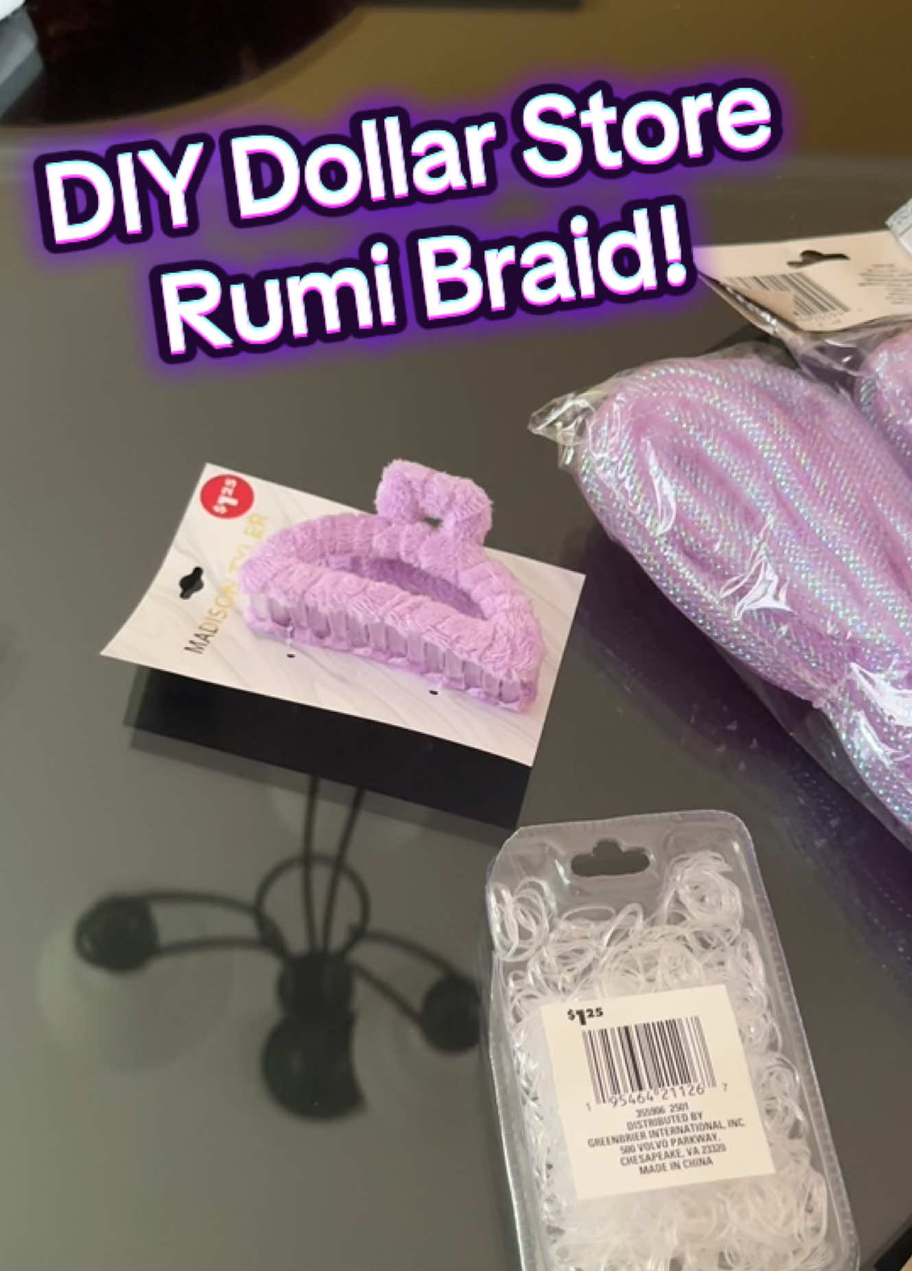For only $13 I made this Dollar Store clip in Rumi Braid. The mesh tubing was the perfect solution to making it lightweight enough to perform in. Easy to clip in to work in my real hair. & I ordered purple hair wax to match up my real hair to it. #rumibraid #DIY #rumicostume #huntrix  #kpopdemonhunters 