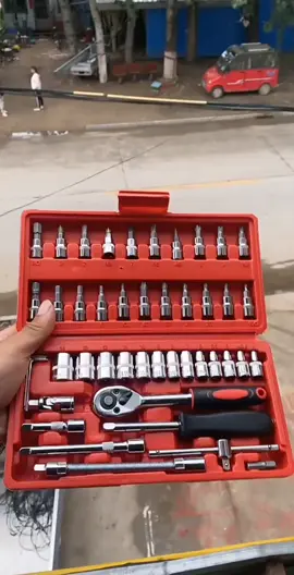 Kit De Ferramentas 46 Peças Jogo De Soquetes Chave Catraca Reversível Com Maleta Jogo De Ferramentas Completo Kit de ferramentas mecânicas, métrica, com caixa de armazenamento, para reparação doméstica e automóvel#ferramentas #jogodeferramentas 