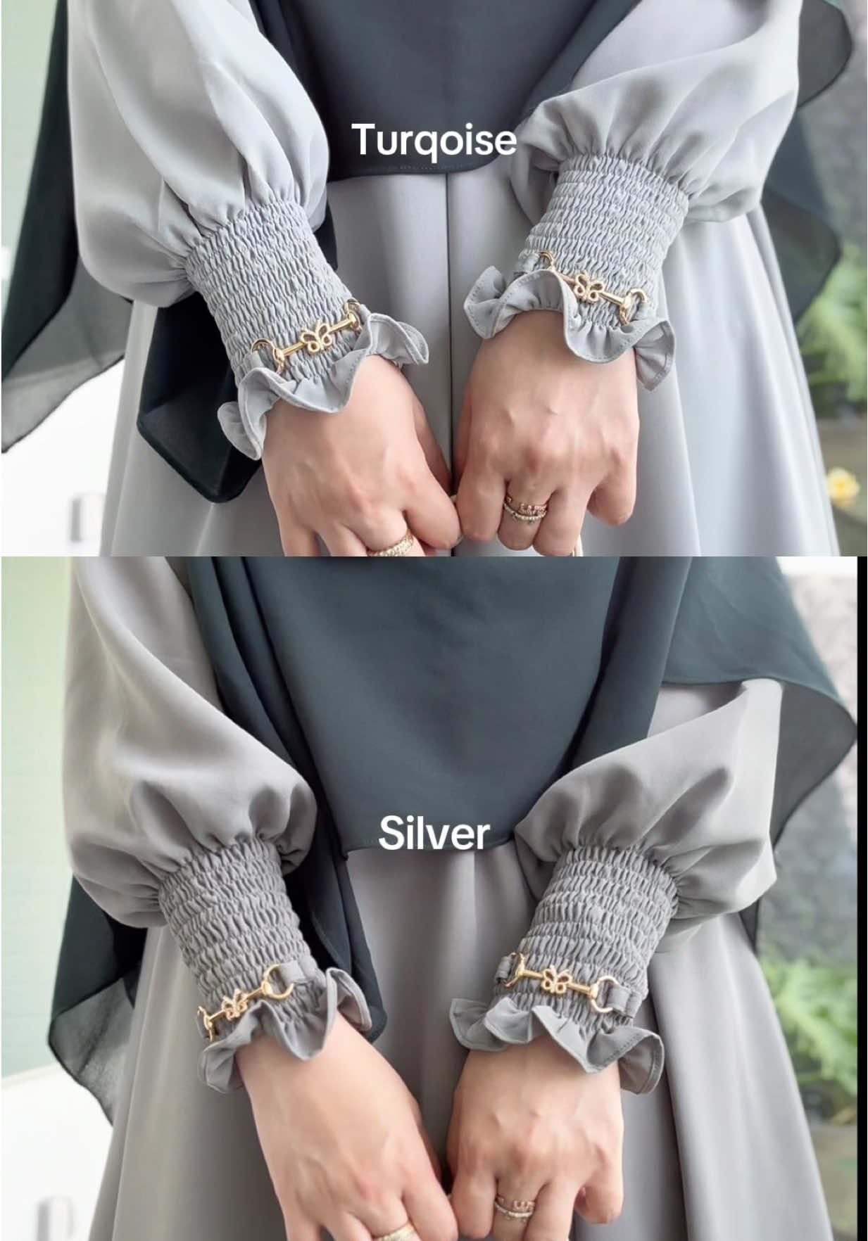 Warna yang skrng sekrng bnyk bgt di tnyain, silver dan turqoise, sebenrnya mereka satu turunan warna, jd keduanya bisa pake hijab dengan wrn yg sama yaitu seastrom..  gmn? Masih bingung?