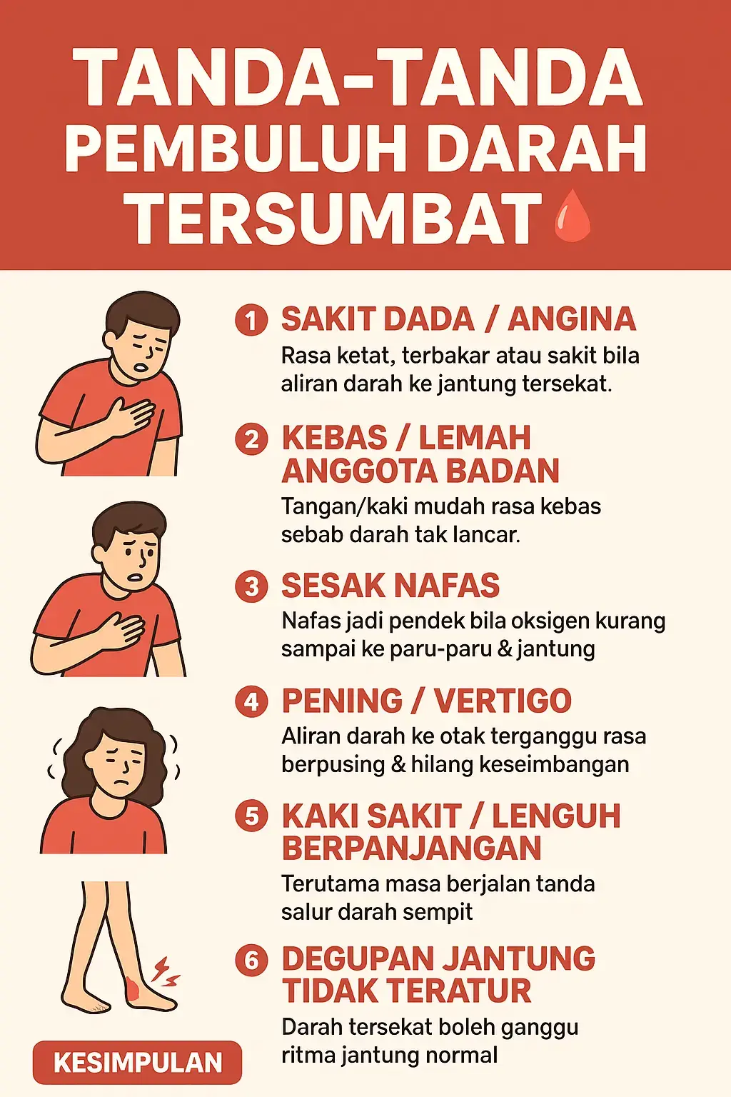 ✨ Kesimpulan Jangan ambil mudah tanda-tanda ini! ➡️ Jika dibiarkan, ia boleh membawa kepada serangan jantung atau strok. #KekalSihat  #InfoKesihatan  #gayahidupsihat 