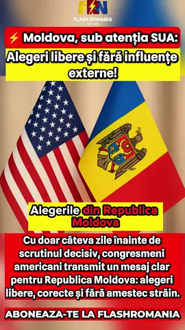 Moldova, sub atenția SUA: alegeri libere și fără influențe externe! Cu doar câteva zile înainte de scrutinul decisiv, congresmeni americani transmit un mesaj clar pentru Republica Moldova: alegeri libere, corecte și fără amestec străin. #Moldova #Alegeri2025 #Știri #USA #politică 